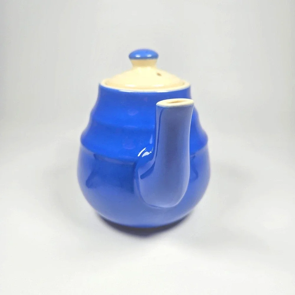 Vintage Oxford Stoneware USA Teapot with Lid Mid-Century MCM Vibrant Blue  USA‎
